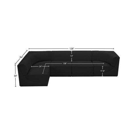 Rudy Black Boucle Fabric Modular Sectional Sec5A