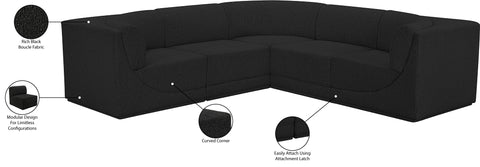 Estelle Black 98 Boucle Fabric Upholstered Modular Sectional, 5-Piece