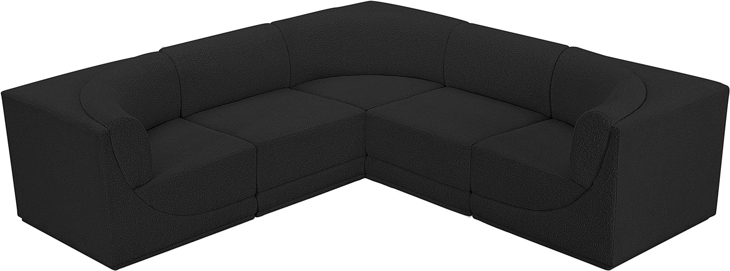 rudy black boucle fabric modular sectional sec5b