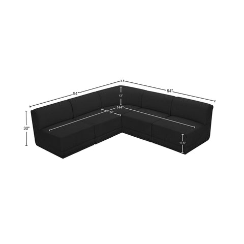 Rudy Black Boucle Fabric Modular Sectional Sec5C