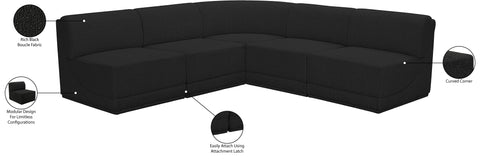 Estelle Black 94 Boucle Fabric Upholstered Modular Sectional, 5-Piece