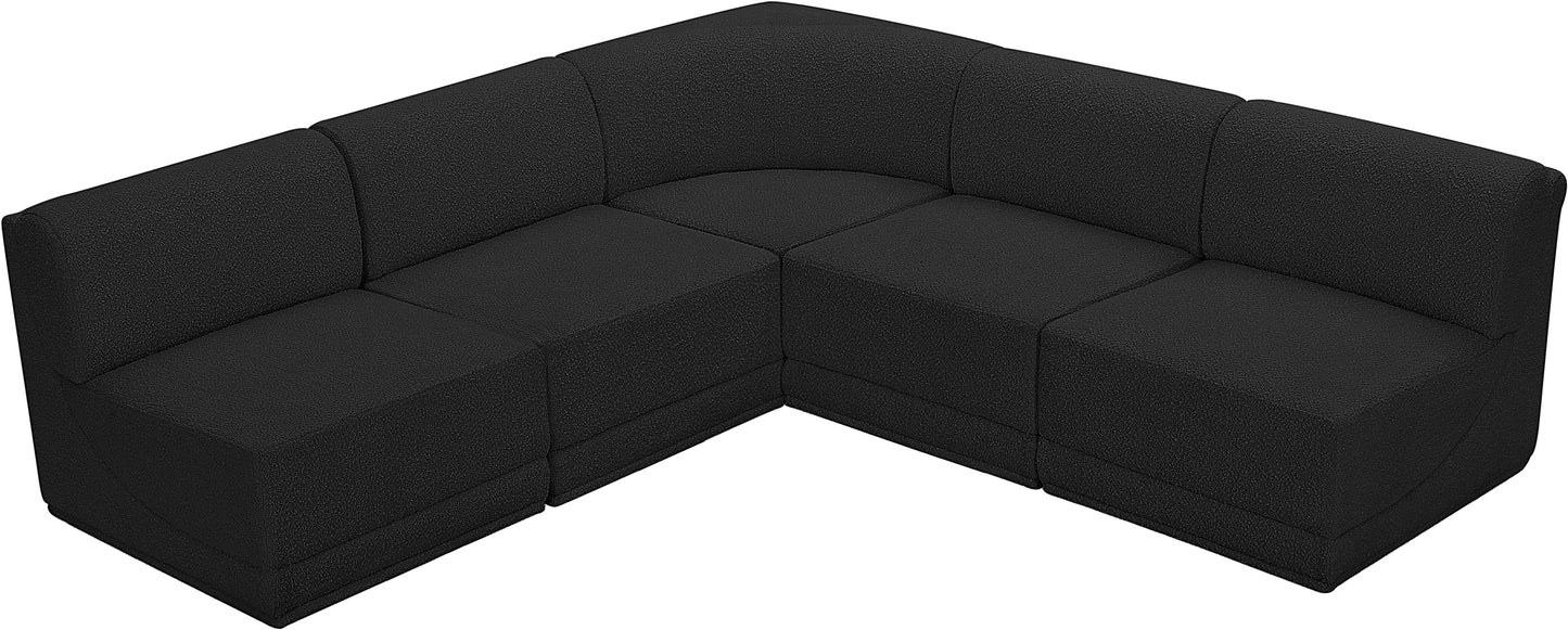 rudy black boucle fabric modular sectional sec5c