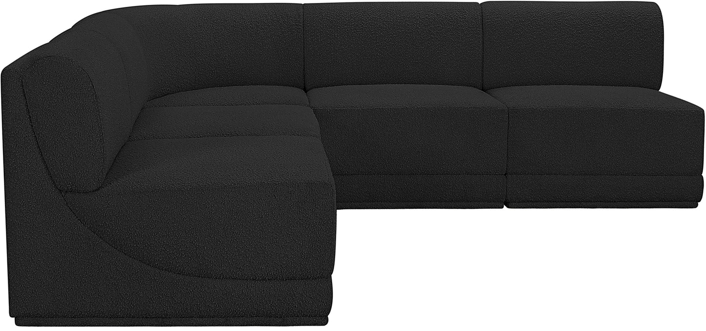 rudy black boucle fabric modular sectional sec5c