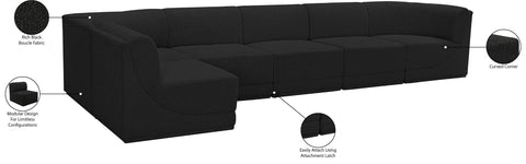 Estelle Black 158 Boucle Fabric Upholstered Modular Sectional, 6-Piece