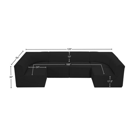 Rudy Black Boucle Fabric Modular Sectional Sec6B