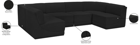 Estelle Black 128 Boucle Fabric Upholstered Modular Sectional , 6-Piece (Style 1)