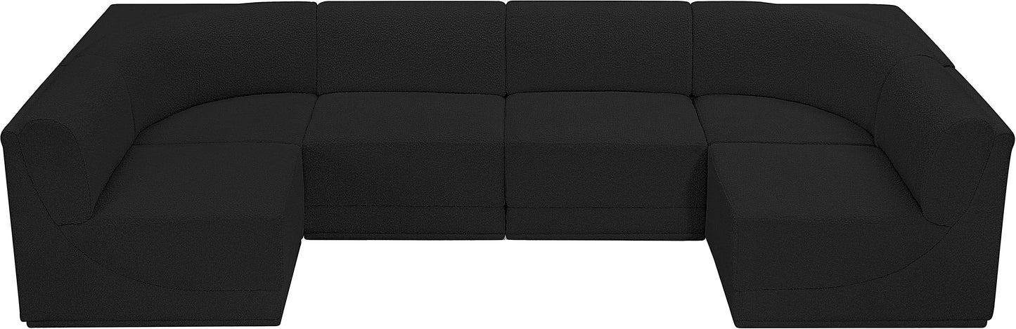 rudy black boucle fabric modular sectional sec6b