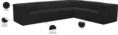 Estelle Black 128 Boucle Fabric Upholstered Modular Sectional , 6-Piece (Style 2)