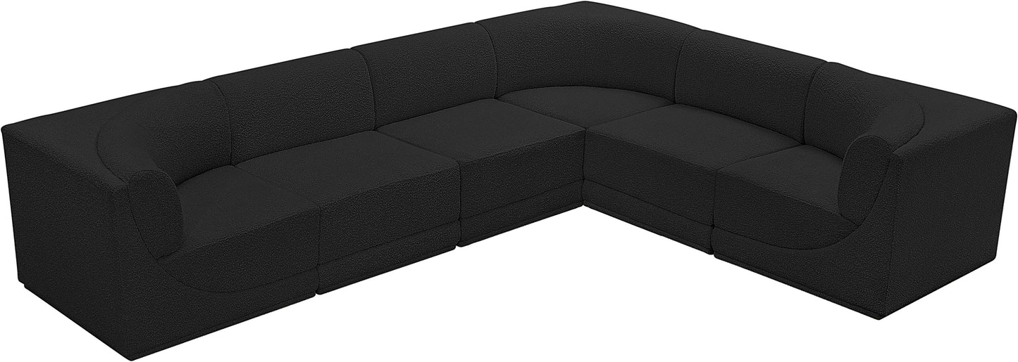 rudy black boucle fabric modular sectional sec6c