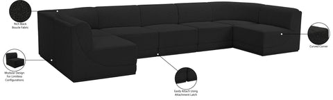 Estelle Black 158 Boucle Fabric Upholstered Modular Sectional, 7-Piece