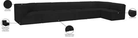 Estelle Black 188 Boucle Fabric Upholstered Modular Sectional, 7-Piece
