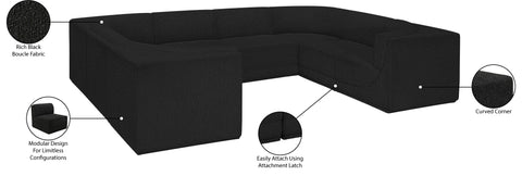 Estelle Black 128 Boucle Fabric Upholstered Modular Sectional, 8-Piece