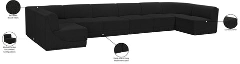Estelle Black 188 Boucle Fabric Upholstered Modular Sectional, 8-Piece