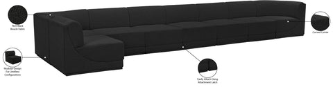 Estelle Black 218 Boucle Fabric Upholstered Modular Sectional, 8-Piece
