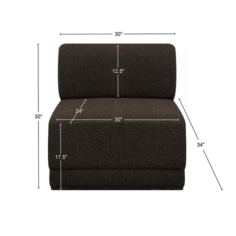 Rudy Brown Boucle Fabric Armless Armless