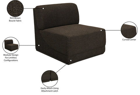 Estelle Brown Boucle Fabric Upholstered Modular Armless Chair, 1 Piece