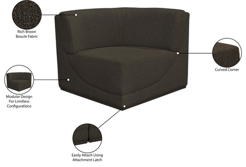Estelle Brown Boucle Fabric Upholstered Modular Corner Chair, 1 Piece