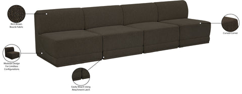 Estelle Brown 120 Boucle Fabric Upholstered Armless Modular Sofa, 4-Piece