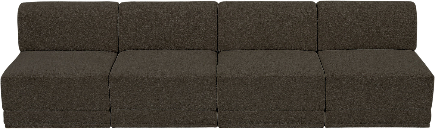 rudy brown boucle fabric modular sofa s120