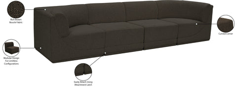 Estelle Brown 128 Boucle Fabric Upholstered Modular Sofa, 4-Piece