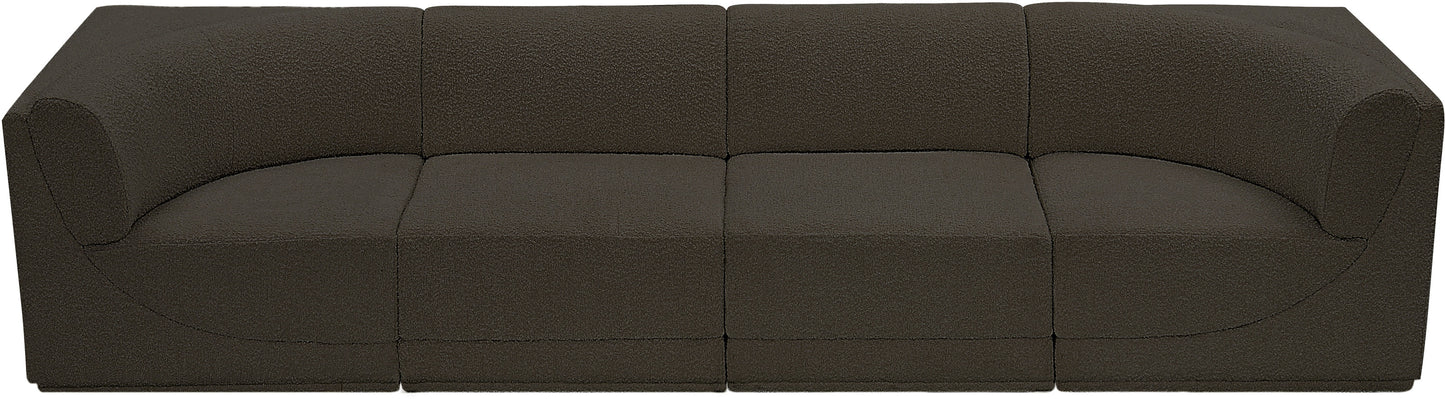 rudy brown boucle fabric modular sofa s128