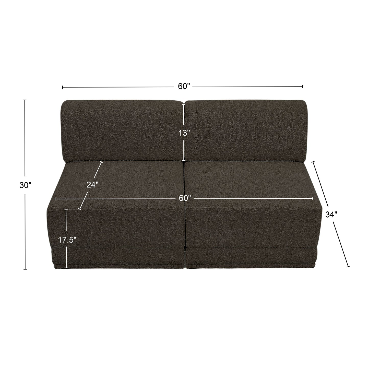 rudy brown boucle fabric modular sofa s60