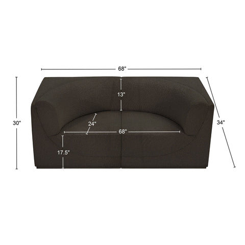 Rudy Brown Boucle Fabric Modular Sofa S68