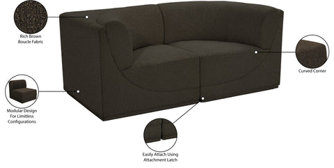 Estelle Brown 68 Boucle Fabric Upholstered Modular Loveseat, 2-Piece