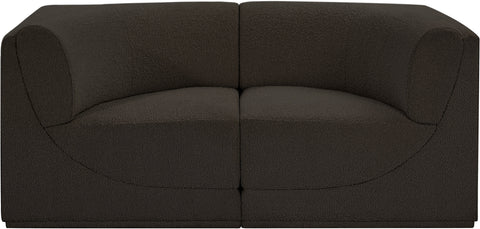 Rudy Brown Boucle Fabric Modular Sofa S68