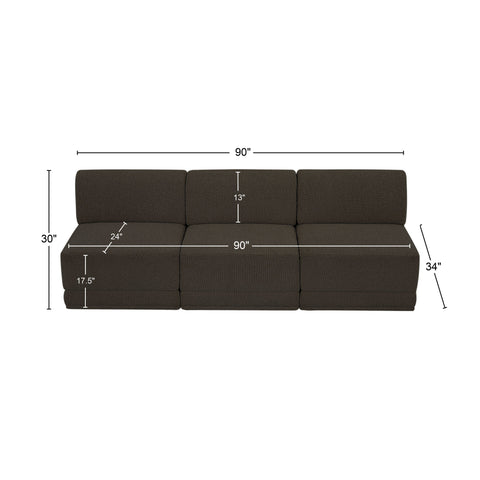 Rudy Brown Boucle Fabric Modular Sofa S90