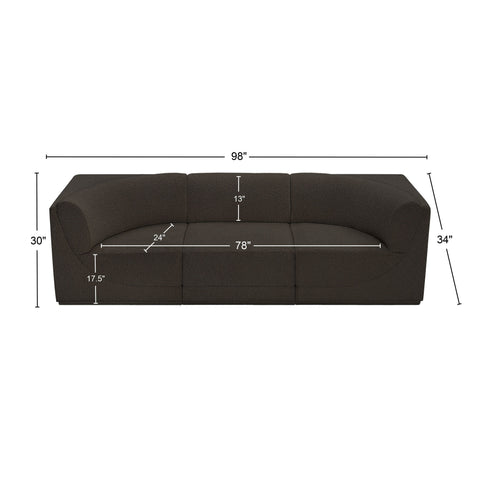 Rudy Brown Boucle Fabric Modular Sofa S98