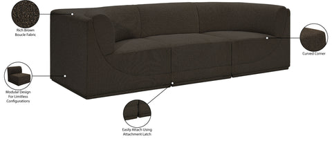 Estelle Brown 98 Boucle Fabric Upholstered Modular Sofa, 3-Piece