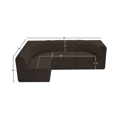 Rudy Brown Boucle Fabric Modular Sectional Sec4A