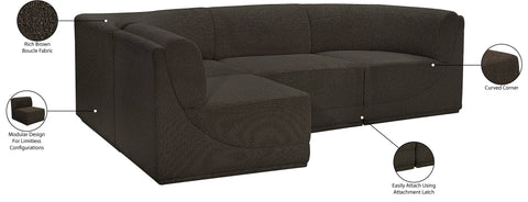 Estelle Brown 98 Boucle Fabric Upholstered Modular Sectional, 4-Piece