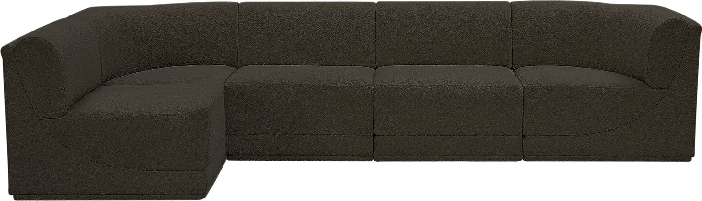 rudy brown boucle fabric modular sectional sec5a