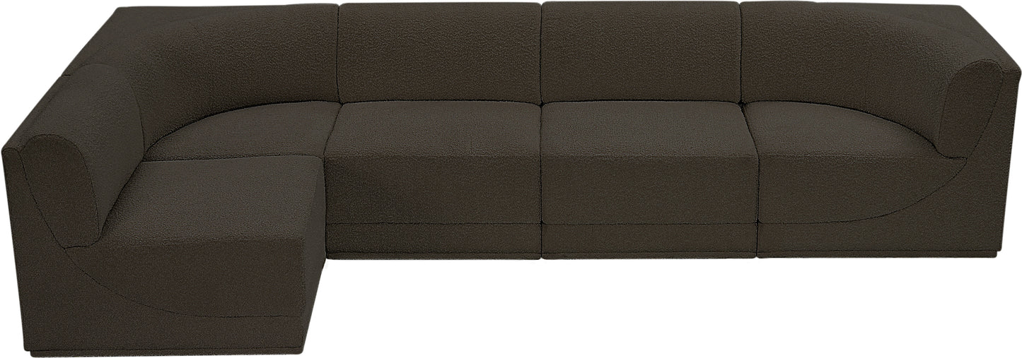 rudy brown boucle fabric modular sectional sec5a