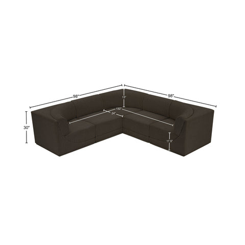 Rudy Brown Boucle Fabric Modular Sectional Sec5B