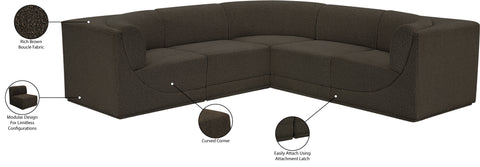 Estelle Brown 98 Boucle Fabric Upholstered Modular Sectional, 5-Piece