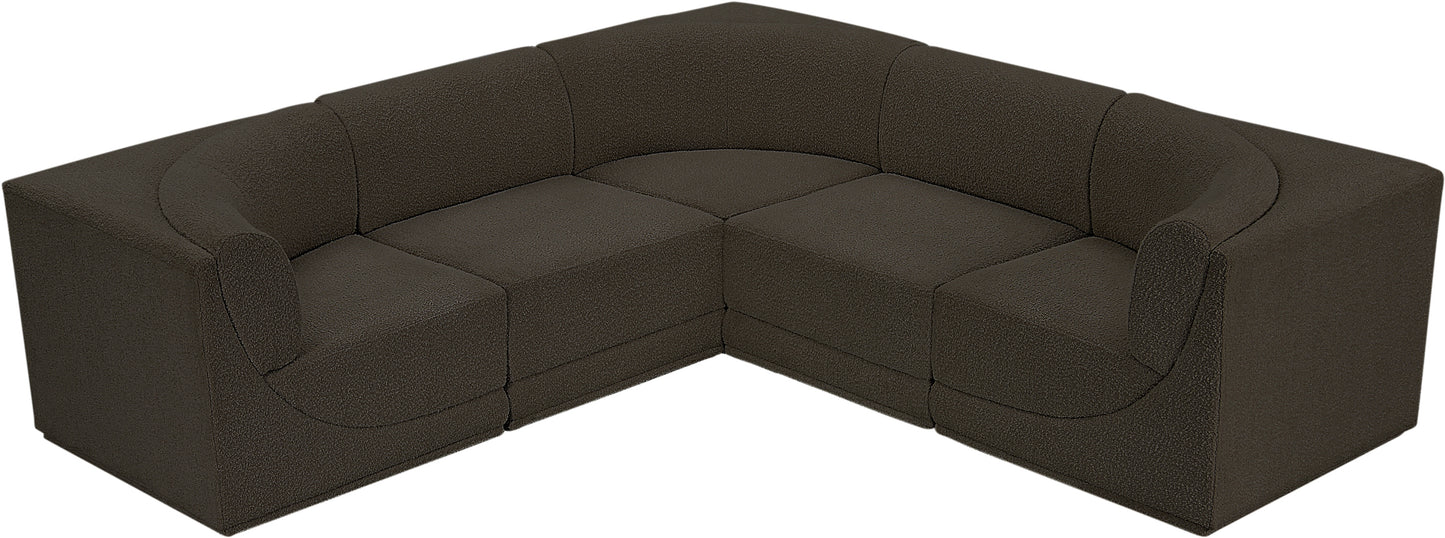 rudy brown boucle fabric modular sectional sec5b