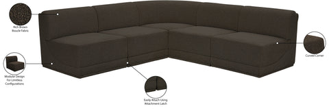 Estelle Brown 94 Boucle Fabric Upholstered Modular Sectional, 5-Piece