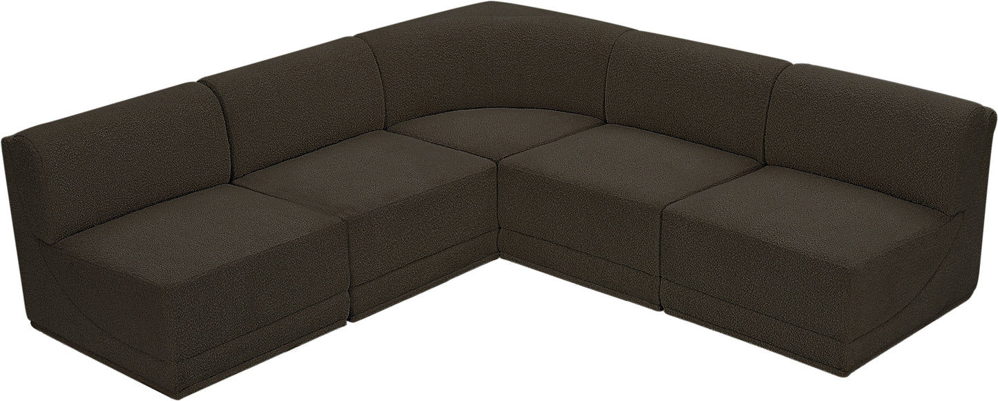 rudy brown boucle fabric modular sectional sec5c