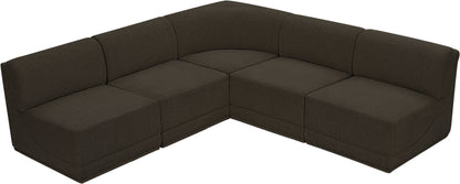 Rudy Brown Boucle Fabric Modular Sectional Sec5C