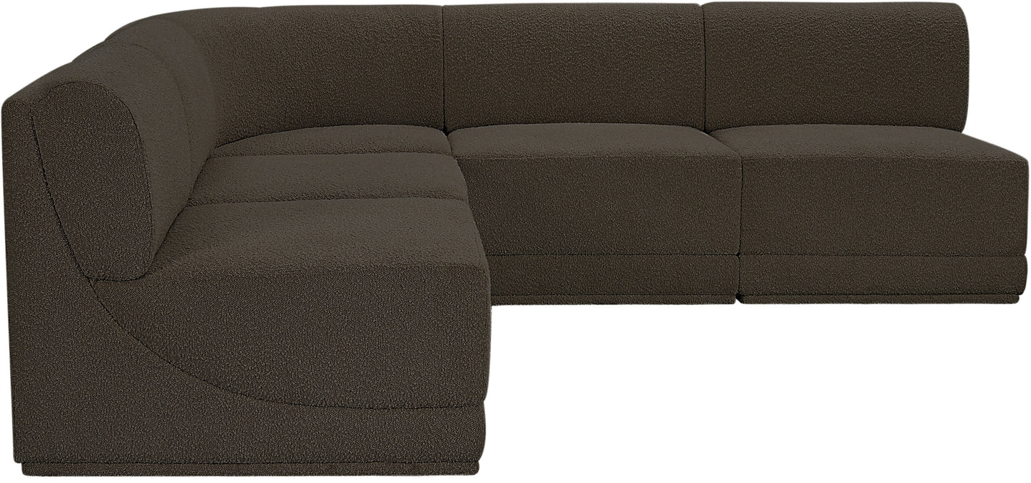 rudy brown boucle fabric modular sectional sec5c