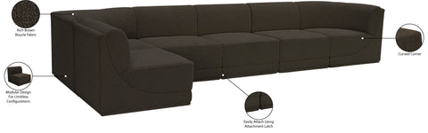 Estelle Brown 158 Boucle Fabric Upholstered Modular Sectional, 6-Piece