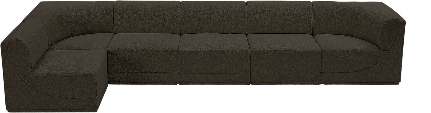 rudy brown boucle fabric modular sectional sec6a