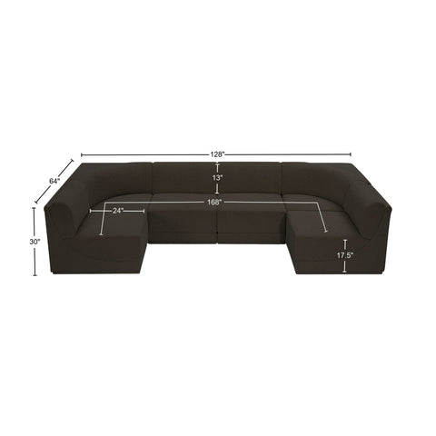 Rudy Brown Boucle Fabric Modular Sectional Sec6B