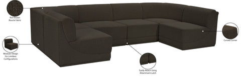 Estelle Brown 128 Boucle Fabric Upholstered Modular Sectional , 6-Piece (Style 1)