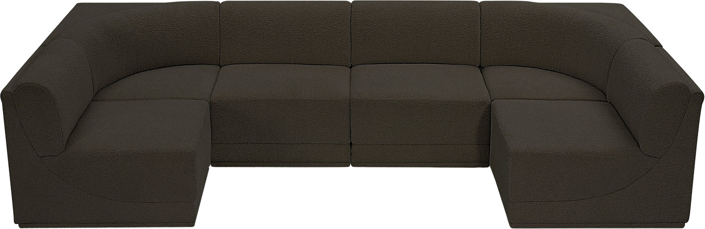 rudy brown boucle fabric modular sectional sec6b