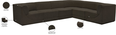 Estelle Brown 128 Boucle Fabric Upholstered Modular Sectional , 6-Piece (Style 2)