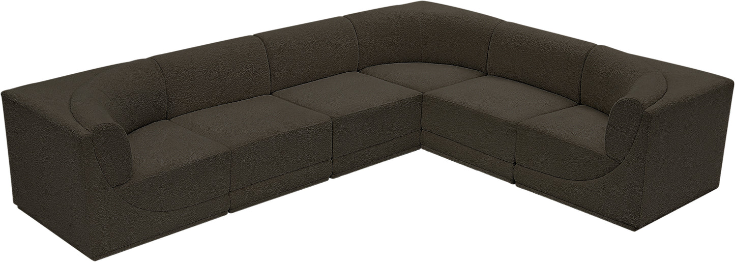 rudy brown boucle fabric modular sectional sec6c